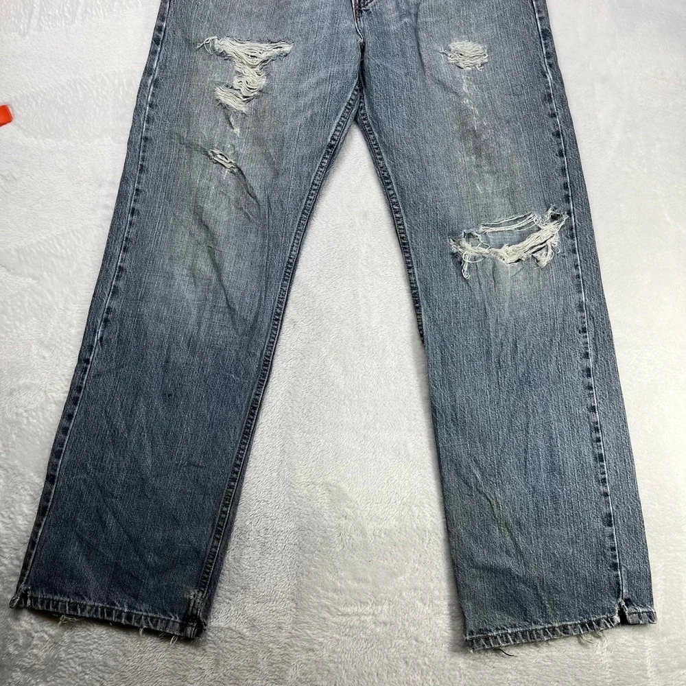 Levi's 559 Loose Fit Straight Jeans Mens Blue Denim Distressed Classic - 34X32.5